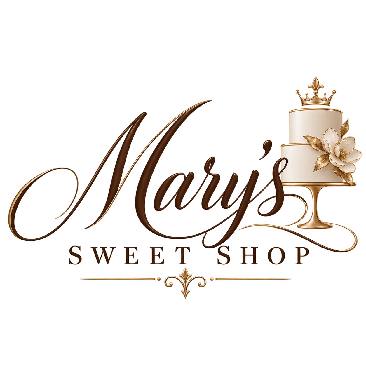 Original Mary’s Sweet Shop logo with decorative cake